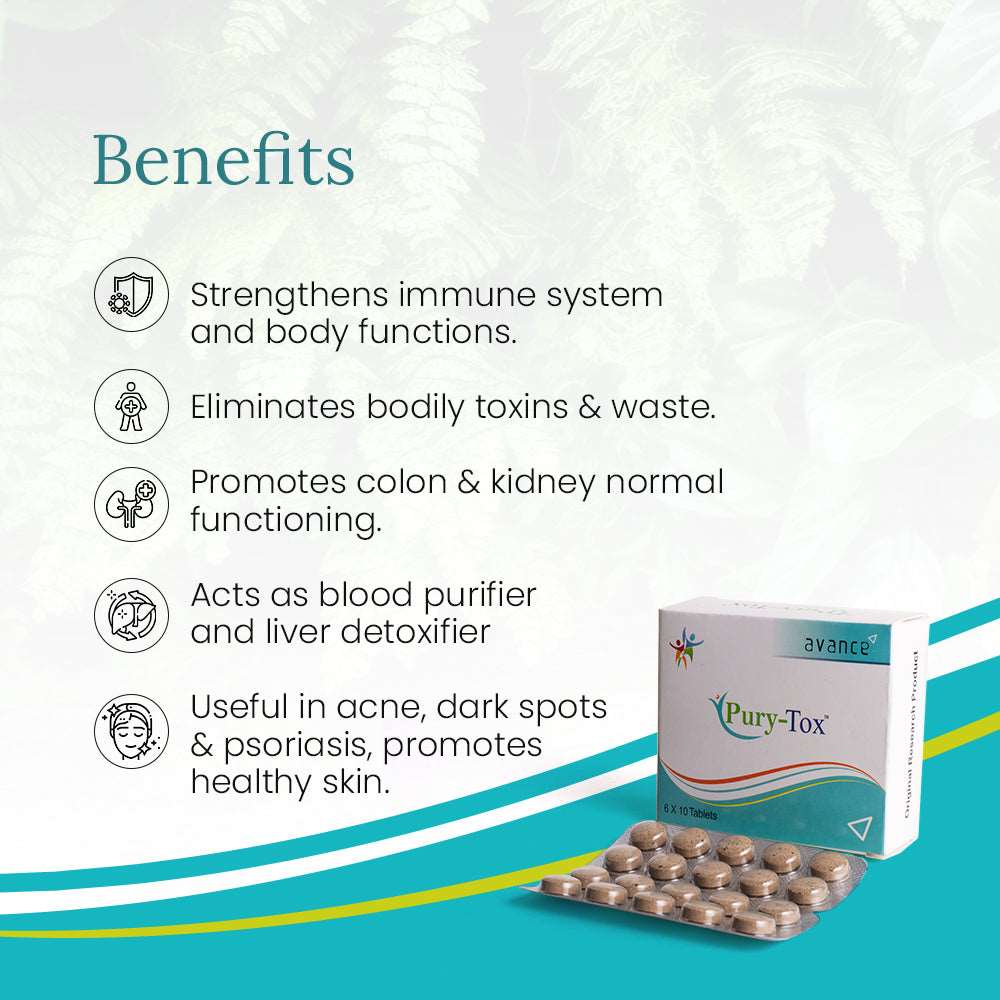 AVANCE PURY-TOX Tablets - Revitalize Your Bod, Purify and Detoxify - 6x10 Tablets - AvancePhyto